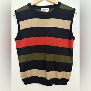 Vintage Harve Benard Sport Striped Sleeveless Sweater Vest Size L